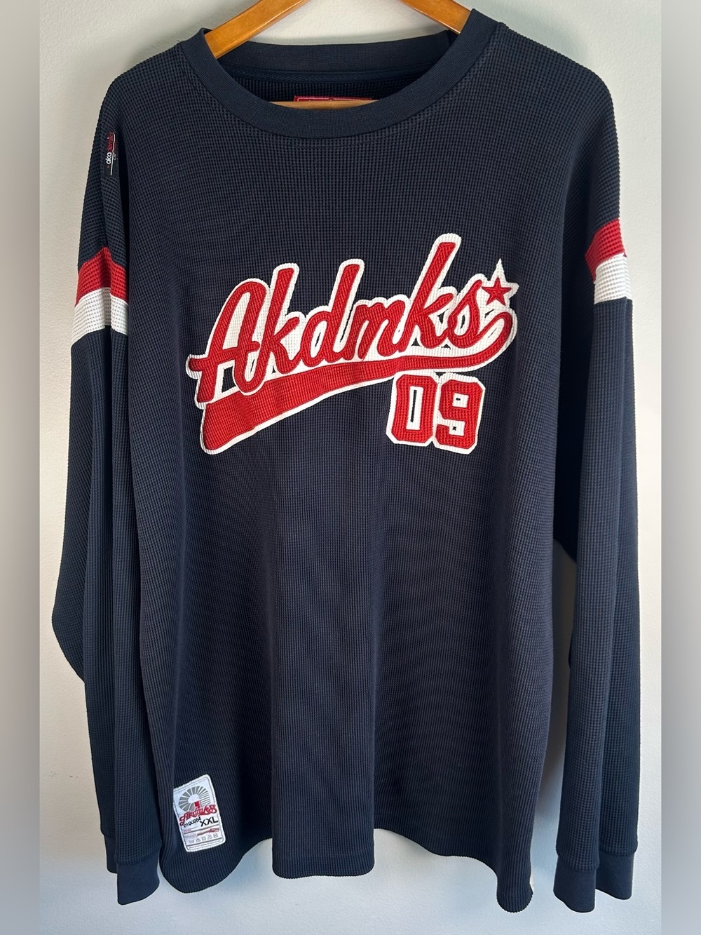 Vintage Akademiks Men’s Thermal Waffle Long Sleeve Shirt Sz XXL Navy Hip Hop Y2K